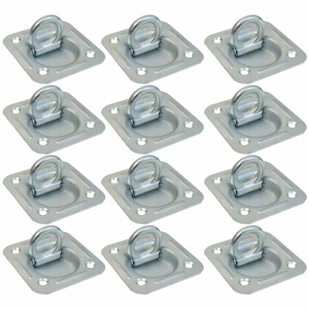 BOXER TOOLS HD Recessed D Ring Trailer Floor Mount, Zinc Plated, Bolt-On Anchor - Square 4 Inch, 12PK 21411/ FH21-41